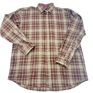 Pendelton Men's Large Red Brown Wool Flannel Classic Outdoor Wear FLAW